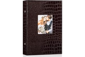Ywlake Fotoalbum 10x15 300, Krokodilleder Einstecken Einsteckalbum für Querformat Fotos Bilder Braun
