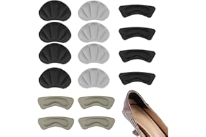 HEMIKS 8 Paires Coussinets de Coussin de Talons, Coussinets Inserts de Talons Antidérapants Poignées à Talon Doublure Auto-Adhésif Semelles de Chaussure pour Protecteur de Soins des Pieds（Gris et Noir)）