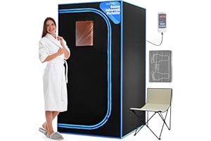 SereneLife SPA portátil infrarrojo de tamaño Completo para el hogar. Sauna para una Persona con Almohadilla calefactora para los pies y Silla plegable