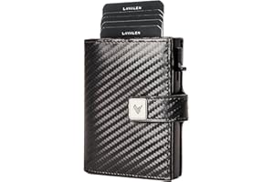 Lavalen Porte Carte Homme PopUp - Petit Portefeuille Homme Cuir Veritable Style Moderne - Porte Carte Bancaire RFID - Portefeuilles et Porte-Cartes - Wallet for Men - Idee Cadeau (Carbone)