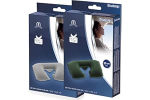 BRICOGAMO 2 Almohada Hinchable Coche. Cojín Inflable De Viaje Para Cuello Cervicales Y Cabeza, Accesorios Playa, Avión, Camping, Playa. Reposacabezas Coche Niño Y Adulto. Para Colchón Hinchable, Travel 2 UD