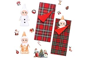 TAXTYHRE Accessoires Lutin de Noel, 2 Pièces Poupée Lutin de Noel, 2 Pièces Sac de Couchage Elfe de Noël, Décorations de Poupée Elfe de Noël pour Enfants, Cadeaux de Noël (Blanc et Jaune)