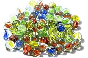 ARSUK Biglie Di Vetro - Marmi Colorati per Bambini, Vetro Decorativo 15-16mm, Trasparente, Piccole, Per Spiaggia e Vasi (40 Biglie Colorate)