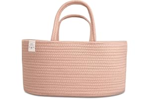 Natemia Organiseur de couches en corde - Grand bac de rangement portable pour chambre d'enfant et voyage en voiture - Sac fourre-tout avec séparateurs pour couches et lingettes