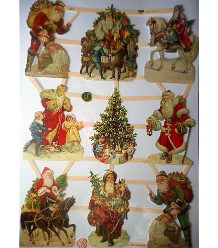 Glanzbilder Weihnachten – Motiv Weihnachtsmann, Ca. 24 X 15 Cm, Für Scrapbooking, Karten & Deko