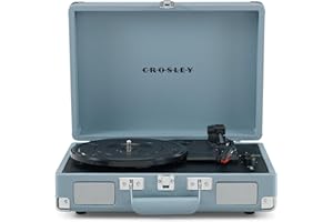 Crosley Cruiser Plus Portable Turntable - Bluetooth Record Player, 3-Speed Suitcase Vinyl Player, Home Turntables for Vinyl Records, Built in Stereo Speakers, Bluetooth Receiver, AUX Input, Tourmaline