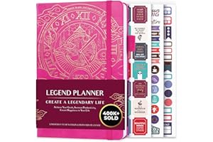 Legend Planner - Meilleur agenda hebdomadaire et calendrier mensuel pour augmenter la productivité, atteindre les objectifs et gérer le temps-maître - A5, non daté - Rose, Feuille d'or