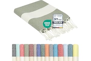 FLORA FURORA Fouta Serviette de Plage Coton 100 x 200 cm - Qualité Luxe Original - Tissu de Hammam Sauna Oriental, Pique-Nique Tapis, Couverture Voyage, Drap de Plage, Serviette Plage Femme Homme Ado, Couvre-Lit