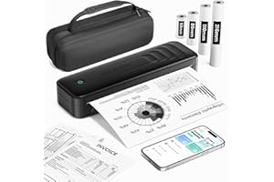 TATTMUSE Stampante Termica A4, Stampante Portatile Compatibile con Phone via Bluetooth, Windows e Mac via Cavo USB, Stampante Termica per Viaggi, Lavoro, Casa
