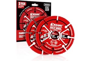 EZARC Carbide Multi-Wheel Cutting Disc, 115mm x 22.2mm for Wood, Nails, Laminate, Plastic, Plaster, 2 Pack