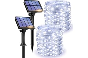 litogo 8 Éclairage Modes 120 LED Solar String Fée Lumières 2-Pièce, 12 Mètre Longueur, Froid Blanc