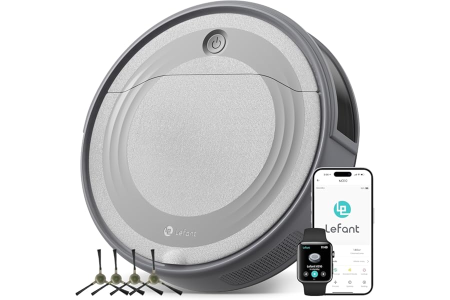LEFANT M310 Robot Vacuum Cleaner, 4500Pa, 180 Min, Prevents Obstacles, Wi-Fi/App, Robot Vacuum Cleaner for Animal Hair and Hard Floors, Grey
