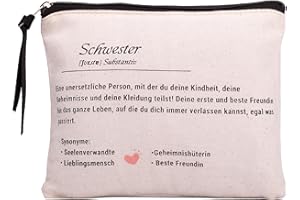 AHNONA Beste Freundin, Kosmetiktasche Klein Natur, Make up Tasche für Große Schwester, Jugendweihe Geschenke Mädchen (Schwester Geschenk)