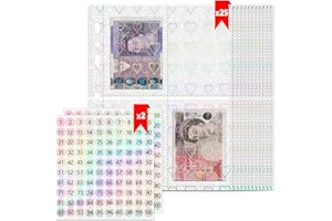 Royaya 100 Envelopes Money Saving Challenge Inserts, Rainbow Hologramphic Gradit Envelopes with 2 Round Numbered Labels(1-100), A5 Size Sheets for Budget Planner, Ideal Replacement for Binder