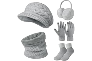 Niwicee Sciarpa Donna Invernale Cappelli Guanti Calze Set Guanti Touch Screen Invernali Winter Set Caldo Berretti Sciarpa Regalo Di Natale Plush Paraorecchie Per All'Aperto