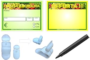 ETICHETTESEGNAPREZZIPERALIMENTI KIT 30 SEGNAPREZZI PLASTIFICATI PER ALIMENTI "FRUTTA E VERDURA" 8,3X11,3 cm. +15 PINZE GRANDI+15 PINZE PICCOLE+1 PENNARELLO NERO