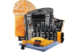 SHINY FREAKS ADBL Kit de Lavage Voiture: Kit Seau de Lavage (13L | Noir) y Tamis à saletés & Couvercle pour Le Lavage à la Main de la Voiture - Nettoyage & Entretien pour l'intérieur & l'extérieur | 16-pcs