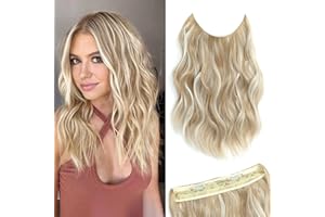Ms Taj Invisible Secret Wire Extensions 30 cm, Sandy Blonde Short Hair Extensions with Adjustable Size Clips, Synthetic Curly Hairpieces for Women