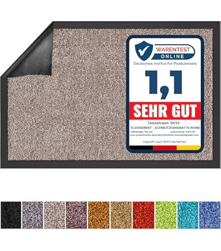 Floordirekt Schoonloopmat Rhine, wasbare en effectieve vloermat, vuilvangmat met antislip achterkant, deurmat in vele maten en kleuren, groen, 200 x 200 cm