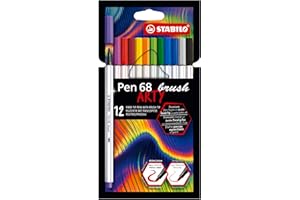 Stabilo Pen 68 brush - Pennarello Premium con punta a pennello - ARTY - Astuccio da 12 - Colori assortiti
