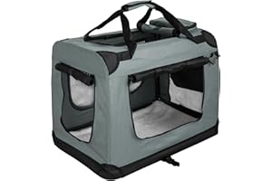 Faltbare Hundebox Transporttasche Transportbox Auto für Katze Hunde Große Kleine Box Bag Bed Decke Klein Auto Transport 7 Größen Taschen Fünf Farben Petigi (Grau, M (60 x 42 x 45 cm))