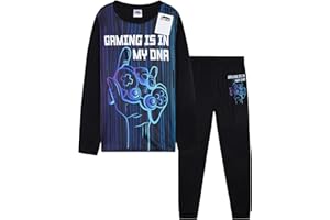 CityComfort Pyjama Garçon Long, Ensembles de Pyjama Garçon et Ado, Thème Football ou Gaming, Vêtement de Nuit, Idée Cadeau