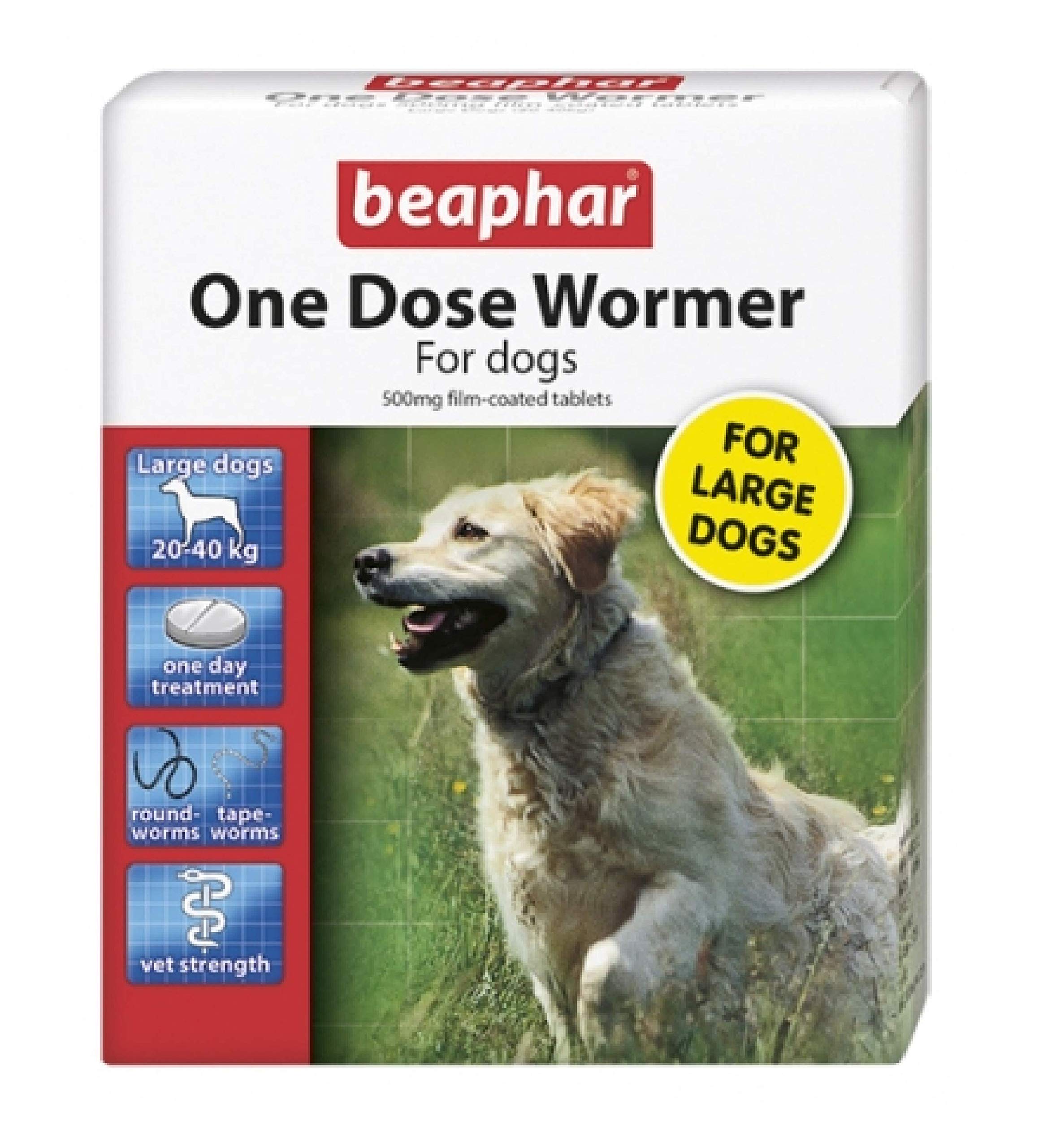 Beaphar ONE DOSE DOG WORMER 4 TAB Large Dogs x1 Dogs.co.uk