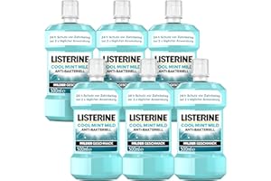 ‎LISTERINE LISTERINE Cool Mint Mild 6 x 500 ml, antibakterielle Mundspülung mit ätherischen Ölen und ohne Alkohol, mildes Mundwasser bekämpft wirksam Bakterien, optimale Ergänzung zur täglichen Zahnpflege