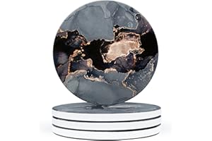 Naivasha Homeware Marble Coasters Set of 4 - Stunning Decorative Coasters in MATTE Finish, Elegant Stone Coasters with Cork Bottom - Night