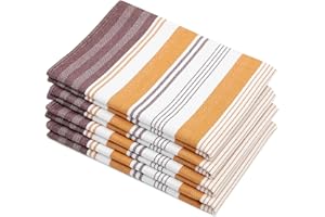 ZOLLNER 4 paños de Cocina de algodón a Rayas Marrones, 50x70 cm, 220 g