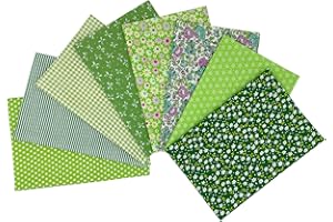 Jukway 8 Stück Baumwollstoff Meterware 50x50 cm, 100% Baumwolle Patchwork Stoff Stoffpaket Stoffreste DIY Baumwolltuch mit vielfältigen Mustern Stoffe zum Nähen Quilten Dekoration Handwerken (Grün)