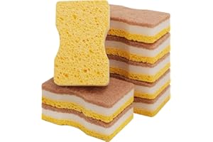 GRBAIN 8 PCS Estropajo Ecologico Estropajo Cocina Hecho de Fibra de Coco y Celulosa Estropajo Biodegradable Esponja Cocina para Limpieza Hogar Productos Ecologicos Esponja Limpieza Hogar