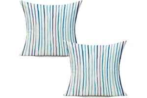 All Smiles Outdoor-Kissenbezüge für Terrasse, Bank, Garten, Veranda, Sonnenschirm, Möbel, Salbei, Linien, Streifen, Kissenbezüge, dekorativ, 45,7 x 45,7 cm, 2 Stück für Sofa, Couch