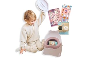 Bisoo Vasino Bambini Magico - Apprendimento Divertente - Vasino per Bambini WC con Adesivo Termico, Guida Togliere il Pannolino e Set di Adesivi - Vasino Ergonomico, Facile da Pulire, Senza BPA (Rosa)