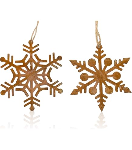 2er Set Metall-Schneeflocken Deko Mit Rost-Optik, Ø 20 Cm - Weihnachts- & Winterdeko Für Garten & Wohnung