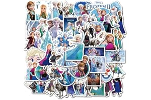 Yangsiw Frozen Waterproof Vinyl Stickers for Water Bottle, Luggage, Bike, Car - Anna and Elsa Decals for Kids (50pcs)