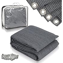 Vigevee Voortenttapijt, luifeltapijt, tentvloer voor camping, ademend, antislip, wasbaar, tenttapijt met 13 haringen en draagtas, grijs-blauw, 250 x 250 cm