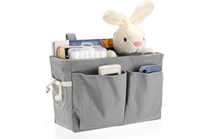 IGNPION Płócienna wisząca torba do przechowywania przy łóżku kieszenie kosze - regulowana taśma wisząca akademik organizer na łóżko wielofunkcyjny wiszący worek do przechowywania do domu biura szkoły