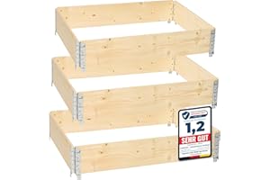 Garronda Orto Rialzato da Esterno per Giardino, Cassoni Orto, Aiuola Rialzata con Telaio in Legno 120x80 cm, Grandi Fioriere per Piante, Fiori, Erbe, Frutta e Verdura GD-0075 (Naturale, 3 pz)