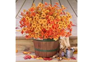 Woltoy 9 Bunches of Autumn Decorations Artificial Flowers, Maintenance-free autumn faux flowers, Autumn fake flowers for decorating kitchens, windowsills, Thanksgiving, Halloween and gardens