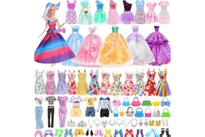 HEAWAA 51 Piezas Ropa y Accesorios para 11.5 Pulgadas Muñeca, Ropa y Accesorios para Muñecas Incluidos Mini Vestidos Vestidos Tops Pantalones Zapatos Bolsa Accesorios Entrega Casual