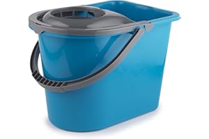 Beldray LA036810TQEU7 14 litres Seau Essoreur en Plastique, Essoreuse Amovible pour Balai à Franges, Design Solide et Durables, Poignée de Transport Pratique, Bleu/Gris