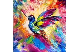 MUPMOD DIY 5D Diamond Painting Kits for Adults, Diamond Art Round Paint with Diamonds Full Drill Diamond Painting, Diamond Dotz for Home Wall Decor Gift 12x12inch (Colorful Hummingbird)