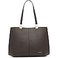 Calvin Klein Women's Granite Geometric Tote Bag – Vegan Leather, Monogram, 3 Pockets, One Size