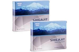 SIBERIAN GREEN Natural Shilajit in Tabs, 2 Packs of 60 Tabs (Total 120 Caplets)