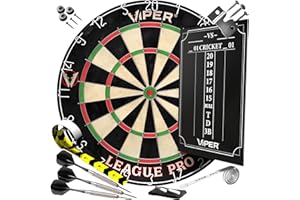 Viper League Pro Regulation - Juego de Diana de Punta de Acero con Punta de Acero sin Grapas, Alambre de araña Radial, sisal Anillo de número Giratorio