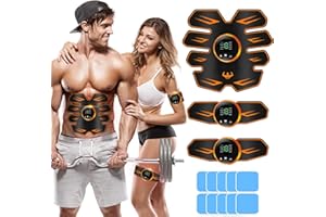 YOUKK EMS Bauchmuskeltrainer, EMS trainingsgerät bauchmuskeltrainer, Bauchmuskeltrainer,USB Wiederaufladbar Bauchmuskeln Stimulationsgerät 8 Modi & 19 Intensitäten für Bauch