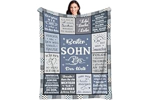 UOOYAA Kuscheldecke Personalisiert Geschenke an Meinen Sohn 150 × 200 cm | Decke Geschenk für Sohn von Mama und Papa als Geburtstag Weihnachten, Eltern für Söhne Weich Flauschig Flanelldecke Sofadecke
