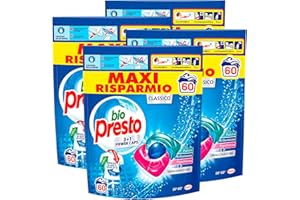 BIO PRESTO LAVATRICE 4x Bio Presto Power Caps Classico Detersivo Smacchiatore in Capsule per Lavatrice Efficace anche a Basse Temperature - 240 Lavaggi