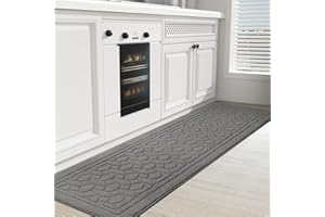 COLOR&GEOMETRY Color G Kitchen Mat 45 x 200 cm, Kitchen Rug Non Slip Washable, Anti Fatigue Kitchen Carpet Machine Washable, Absorbent Kitchen Runner for Kitchen, Dining Room, Laundry Room (Grey)